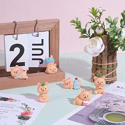 かわいい樹脂製のクマのフィギュア6個。  かわいいクマの庭のミニチュア像  ケーキカップケーキトッパー  ホームパーティーガーデン植木鉢の装飾用  ミックスカラー  33~39.5x22~30x20~28mm&nbsp;JX316A