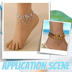 2Pcs 2 Styles Alloy Bell Chain Tassel Anklets&nbsp;AJEW-ME0002-98