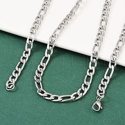 変色しないファッショナブルな304ステンレススチール製フィガロチェーンネックレス（男性用）  カニカン付き  ステンレス鋼色  21.65インチ（55cm）  6mm&nbsp;X-STAS-A028-N017P