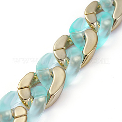 Handmade Golden Plated CCB Plastic & Transparent Acrylic Cuban Link Chains&nbsp;AJEW-JB00681-03