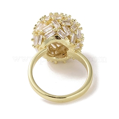 Brass Micro Pave Cubic Zirconia Cuff Ring&nbsp;RJEW-K256-54G