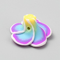 手作り樹脂粘土ビーズ  花  ライトスカイブルー  9~10.5x19~20.5x19~20.5mm  穴：1mm&nbsp;CLAY-WH20006-01A-04