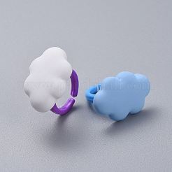 アクリルカフの指輪  樹脂と  キッズジュエリー  雲  ランダム単色またはランダム混色  13.5~14mm&nbsp;RJEW-JR00271-M