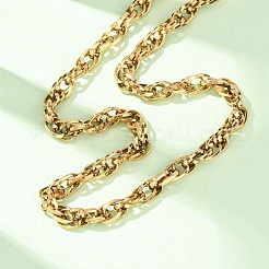 7mm 304ステンレススチールロープチェーンネックレス（留め具付き、男女兼用）  18KGP本金メッキ  19.88インチ（50.5cm）&nbsp;NJEW-P355-01B-G
