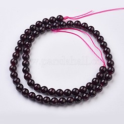 天然石ガーネットビーズ連売り  ラウンド  6.5mm  穴：1mm  約63個/連  15.7インチ（40cm）&nbsp;G-J376-37-6mm
