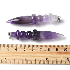 天然石アメジストペンダント  真鍮のパーツと  コーン  68.5~70.5x13.5~14.2mm  穴：6.5x4.5mm&nbsp;G-C187-02D