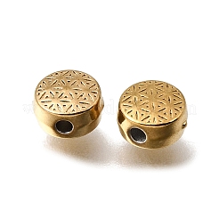 304ステンレススチールビーズ  イオンプレーティング（ip）  フラットラウンドい六角形  18KGP本金メッキ  6x3.5mm  穴：1.2mm&nbsp;STAS-L315-067A-G