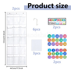 PVC収納袋  紙のステッカーと鉄製のフックハンガー付き  透明  1310x445x3~5mm&nbsp;AJEW-WH0752-348