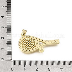 真鍮マイクロパヴェクリアキュービックジルコニアペンダント  ラケットチャーム  18KGP本金メッキ  35x20x3mm  穴：4x4mm&nbsp;KK-Z163-09G
