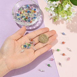 100色のキャットアイコネクターチャーム10個  鉄パーツ  ミックスカラー  15.2mm  穴：1.5mm  10個/カラー&nbsp;PALLOY-YW00176