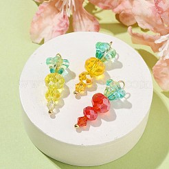 ガラスチャーム  ゴールデン真鍮パーツ  ニンジン  ミックスカラー  25x8.5mm  穴：2mm&nbsp;PALLOY-TA00162
