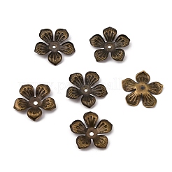 5-花びら鉄ビーズキャップ  花  アンティークブロンズ  21.5x22.5x1.5mm  穴：1.8mm&nbsp;IFIN-WH0070-05AB