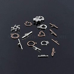チベット風合金マンテル  ミックスカラー  トグル：15~28x6.5~22.5x1~2mm  穴：1.5~3.5mm  バー：18~30x2.5~9mm  穴：1.2mm  箱：17x7x3センチメートル  80セット/ボックス。&nbsp;TIBE-PH0004-03