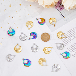 24Pcs 3 Colors 201 Stainless Steel Pendants Ion Plating(IP)&nbsp;STAS-DC0013-49