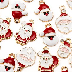 40Pcs 4 Style Christmas Theme Light Gold Alloy Enamel Pendants&nbsp;ENAM-LS0001-61