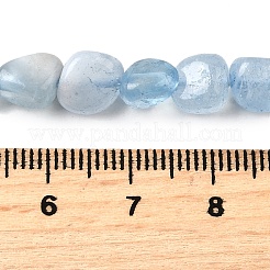 天然石アクアマリンビーズ連売り  ナゲット  6~8x6~8x3.5~7mm  穴：0.7mm  約45~48個/連  15.75''（40センチメートル）&nbsp;G-D0004-A02-04A