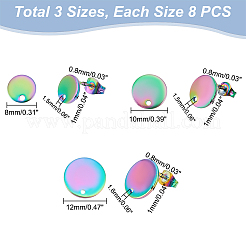 24Pcs 3 Style Ion Plating(IP) 304 Stainless Steel Stud Earring Findings&nbsp;STAS-UN0040-07