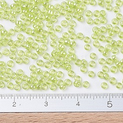 MIYUKIラウンドロカイユビーズ  日本製シードビーズ  11/0  （rr172)透明シャルトルーズ光沢  2x1.3mm  穴：0.8mm  約50000個/ポンド&nbsp;SEED-G007-RR0172