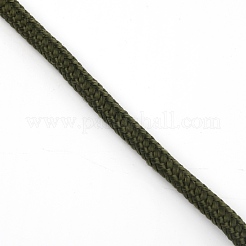 編み込みナイロン編み糸  ラウンド  ダークオリーブグリーン  5.5~6.5mm&nbsp;NWIR-WH0009-27B