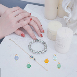 100Pcs Electroplate Opaque Glass Connector Charms&nbsp;PALLOY-GO0001-39