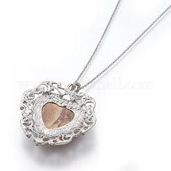 Natural Picture Jasper Heart Pendant Necklaces&nbsp;NJEW-XCP0001-48
