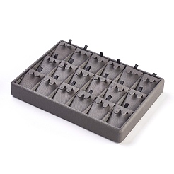 PUレザーのピアスディスプレイ  木で  ジュエリーディスプレイ  グレー  24.3x18x3.4cm&nbsp;EDIS-L003-03