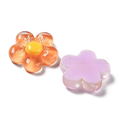 半透明の樹脂カボション  花  ミックスカラー  20.5x21.5x6mm&nbsp;RESI-H155-01