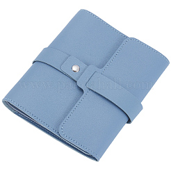 PUレザーイヤリング収納バッグ  イヤリング用のジュエリーロール  長方形  コーンフラワーブルー  163x140x33mm&nbsp;AJEW-SP0006-24E