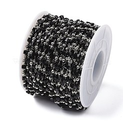 Cube Glass & 201 Stainless Steel Beaded Chains&nbsp;CHS-A015-04P