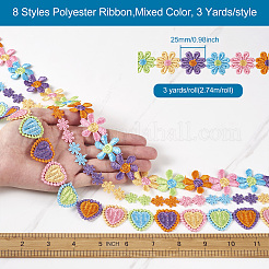 24 Yards 8 Style Polyester Ribbon&nbsp;OCOR-FW0001-02