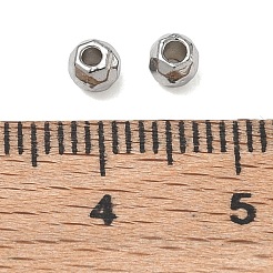 304ステンレススチールビーズ  多面カット  ラウンド  ステンレス鋼色  4x3mm  穴：1.4mm&nbsp;SA-CBA740F-01B-P