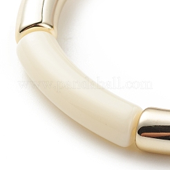 女性のためのアクリル製のカーブチューブ ビーズ ストレッチ ブレスレット  ラベンダー  内径：2-1/8インチ（5.3cm）&nbsp;BJEW-JB08438-03