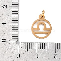 イオンプレーティング（IP）304ステンレススチールチャーム  丸カン付き  レーザー切断  18KGP本金メッキ  星座チャーム付きリング  天秤座  13.5x11x1mm  穴：3mm&nbsp;STAS-R135-05G-03