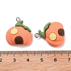ハロウィーンのテーマの不透明樹脂ペンダント  ハロウィンチャーム  カボチャ  22x19x8mm  穴：2mm&nbsp;RESI-N039-89
