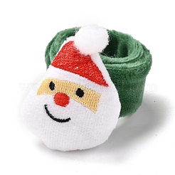 クリスマススラップブレスレット  子供と大人のクリスマスパーティーのためのスナップブレスレット  サンタクロース/ファーザークリスマス  グリーン  24.5x2.5x0.2cm&nbsp;BJEW-B012-07