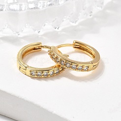 Clear Cubic Zirconia Huggie Hoop Earrings&nbsp;EJEW-L231-41G-01