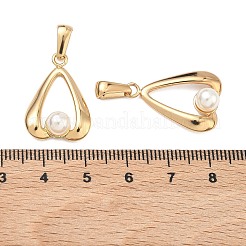 304ステンレススチールとABSプラスチック製の模造真珠ペンダント  ハートチャーム  ゴールドカラー  23.5x16.5x7mm  穴：5.5x2mm&nbsp;STAS-C172-26G