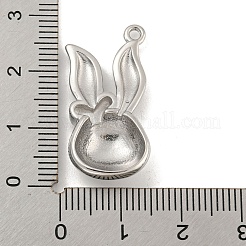 変色しない304ステンレススチールペンダント  うさぎチャーム  ステンレス鋼色  28x13.5x6mm  穴：1.6mm&nbsp;STAS-P356-29P