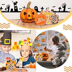 ハロウィンテーマの未完成木製装飾用品 12個 3スタイル  カボチャの形をした  ナバホホワイト  49.5~98x37.5~100x17mm  4個/スタイル&nbsp;DIY-OC0004-14
