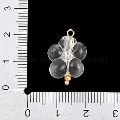 透明アクリルとステンレススチール製のペンダント  花のチャーム  ゴールドカラー  透明  20x13.5x7.5mm  穴：1.6mm&nbsp;TACR-G051-01G-01