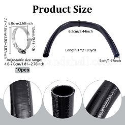 1m中空丸型PVCコード  304ステンレス鋼製調整可能ウォームギアホースクランプ10個付き  ブラック  62mm  穴：50mm  約1.09ヤード（1m）/セット&nbsp;OCOR-GA0002-91B
