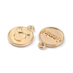 黄金は、合金チャームメッキ  12星座  フラットラウンド  12星座  15x12x2mm  穴：1.6mm  12個/セット&nbsp;FIND-WH0127-31KCG