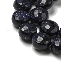 合成ブルーゴールドストーン青金砂石ビーズ連売り  ファセットコインビーズ  フラットラウンド  7~8x5~6mm  穴：1.2mm  約47~49個/連  13.82''~14.57''（35.1~37センチメートル）&nbsp;G-K351-A01-02