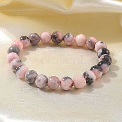 天然ゼブラジャスパービーズストレッチブレスレット  ラウンド  2-1/8インチ〜2-3/8インチ（5.5~6cm）  ビーズ：8mm&nbsp;X-BJEW-K212-B-035