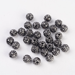 メタル合金ラインストーンビーズ  ラウンド  グレー  サイズ：直径約10mm  穴：2mm&nbsp;ALRI-B032-1