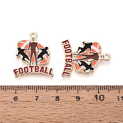 合金エナメルチャーム  人間味あふれるラグビー  ゴールドカラー  ライトサーモン  24.5x20.5x1.5mm  穴：1.5mm&nbsp;ENAM-T025-02G-14
