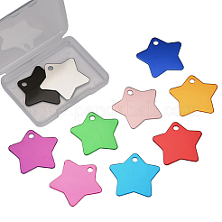 アルミペンダント  ペットタグ  空白タグのスタンプ  スター  ミックスカラー  35x36x1mm  穴：4mm  10色  1pc /カラー  10個/箱&nbsp;ALUM-CJ0001-13