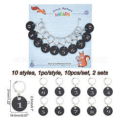 Acrylic Flat Round with Number Pendant Locking Stitch Markers&nbsp;HJEW-PH01838