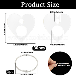 アクリル糸巻きボード3袋  鉄製ルーズリーフブックバインダーヒンジリング1個付き。  クロスステッチ刺繡用綿糸クラフトDIY縫製収納  ハート  43x44x2mm&nbsp;AJEW-GF0011-67I
