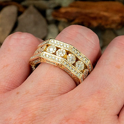 Brass Micro Pave Clear Cubic Zirconia Finger Rings for Men&nbsp;FS-WG63B19-03